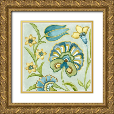 Decorative Golden Bloom II Gold Ornate Wood Framed Art Print with Double Matting by Wright, Sydney