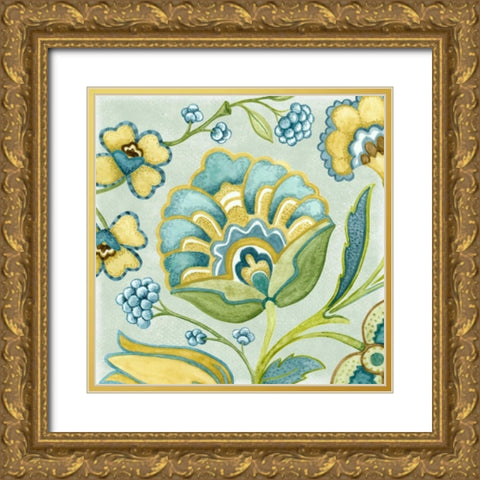 Decorative Golden Bloom III Gold Ornate Wood Framed Art Print with Double Matting by Wright, Sydney