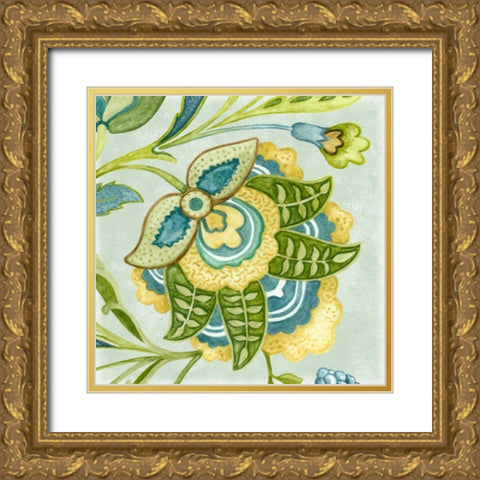 Decorative Golden Bloom IV Gold Ornate Wood Framed Art Print with Double Matting by Wright, Sydney