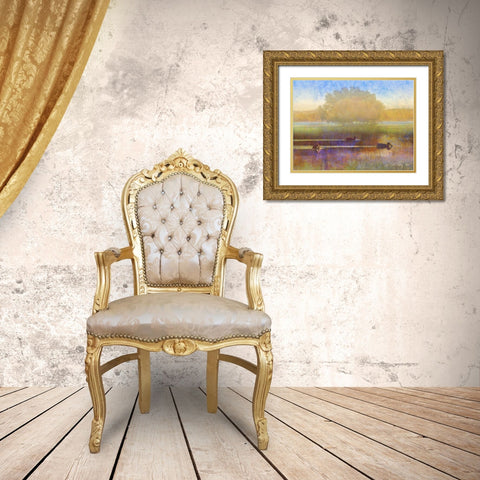 Ducks in Soft Mist Gold Ornate Wood Framed Art Print with Double Matting by Vest, Chris