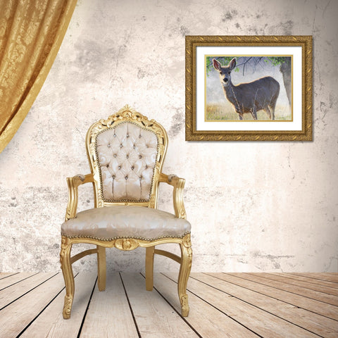 Spring Doe Gold Ornate Wood Framed Art Print with Double Matting by Vest, Chris