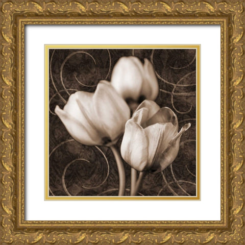 Tulip and Swirls I Gold Ornate Wood Framed Art Print with Double Matting by Zalewski, Christine