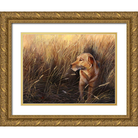 Golden Grass Gold Ornate Wood Framed Art Print with Double Matting by Stans, Leo
