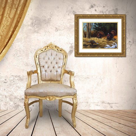 Turkies Gold Ornate Wood Framed Art Print with Double Matting by Stans, Leo