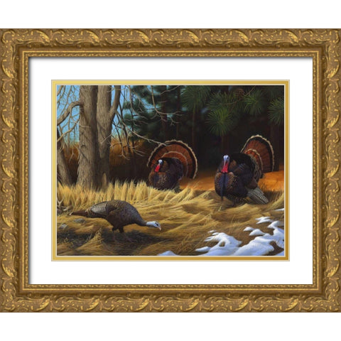Turkies Gold Ornate Wood Framed Art Print with Double Matting by Stans, Leo