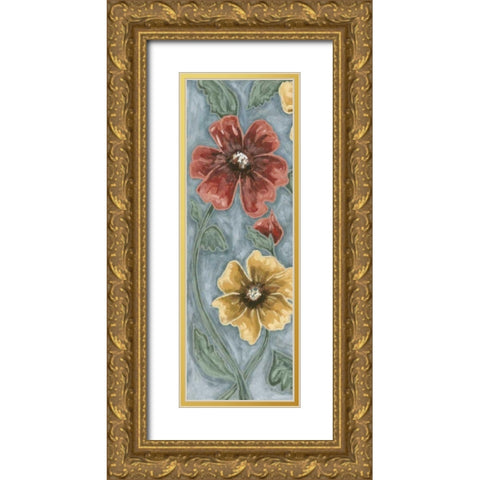 Wild Poppies I Gold Ornate Wood Framed Art Print with Double Matting by Deans, Karen