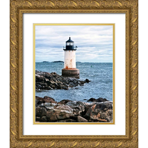 LIghthouse Views III Gold Ornate Wood Framed Art Print with Double Matting by Perry, Rachel