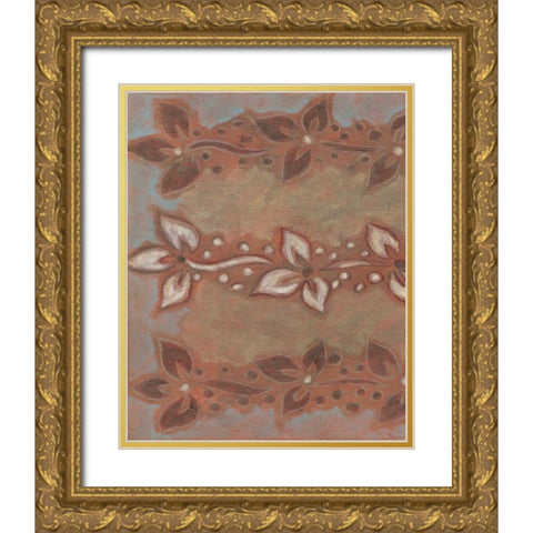 Floral Vines I Gold Ornate Wood Framed Art Print with Double Matting by Deans, Karen