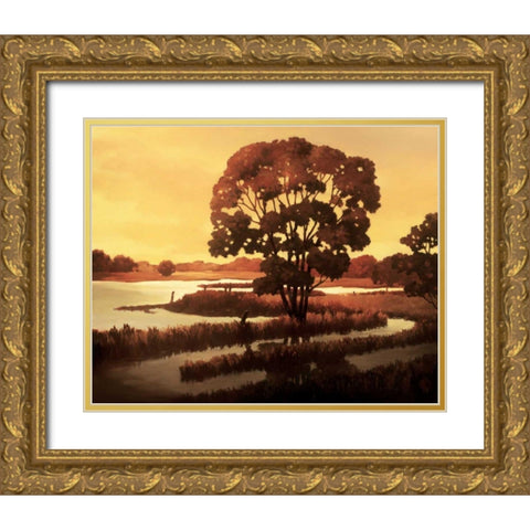 Evening Water I Gold Ornate Wood Framed Art Print with Double Matting by Reynolds, Graham