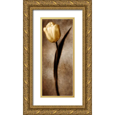 Damask Tulip II Gold Ornate Wood Framed Art Print with Double Matting by Zalewski, Christine