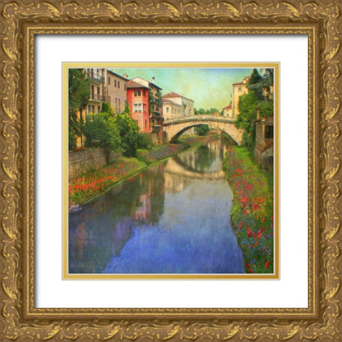 Stream Bridge Gold Ornate Wood Framed Art Print with Double Matting by Vest, Chris