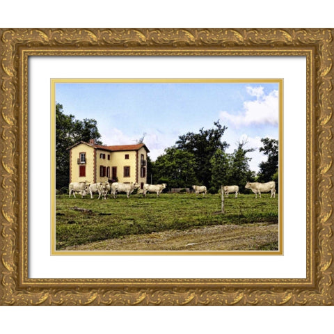 Cow Palace Gold Ornate Wood Framed Art Print with Double Matting by Chester, Colby