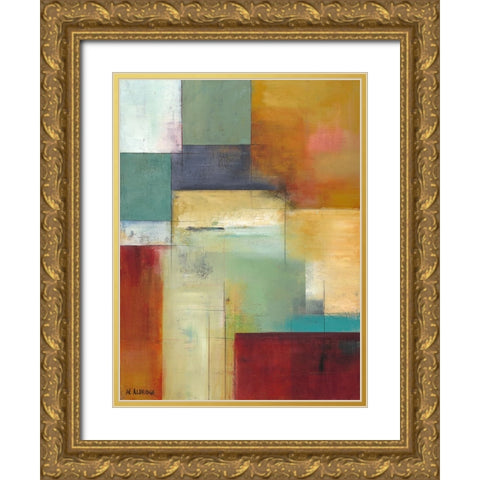 Abstract Green Gold Ornate Wood Framed Art Print with Double Matting by Green-Aldridge, Willie