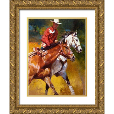 In Stride Gold Ornate Wood Framed Art Print with Double Matting by Chapman, Julie T.