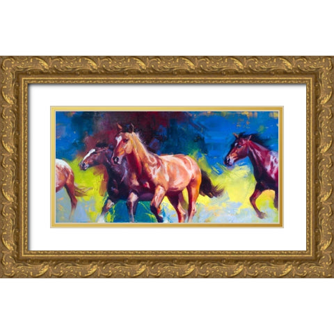Running Wild Gold Ornate Wood Framed Art Print with Double Matting by Chapman, Julie T.