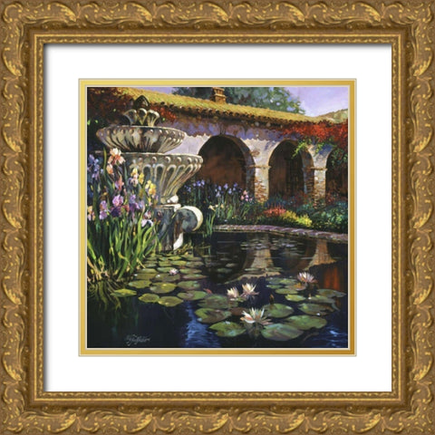 Fountain at San Miguel II Gold Ornate Wood Framed Art Print with Double Matting by Hadfield, Clif