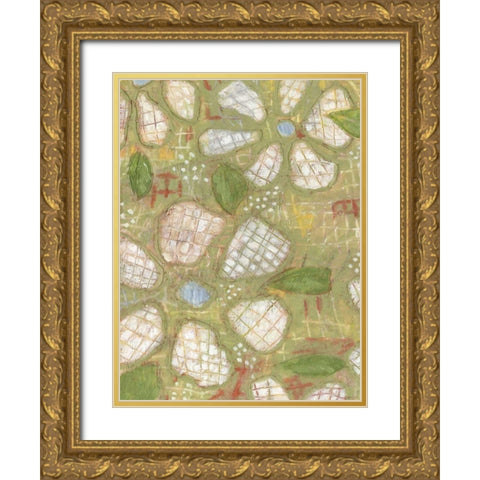 Textured Petals I Gold Ornate Wood Framed Art Print with Double Matting by Deans, Karen