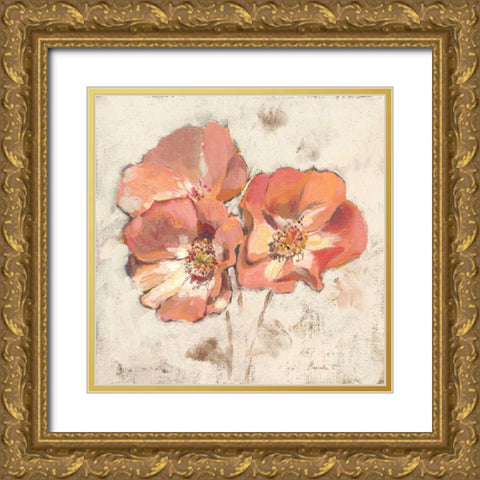 Painted Roses Gold Ornate Wood Framed Art Print with Double Matting by Cohen, Marietta