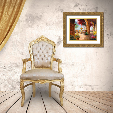 Primavera Gold Ornate Wood Framed Art Print with Double Matting by Hawley, Carolyne