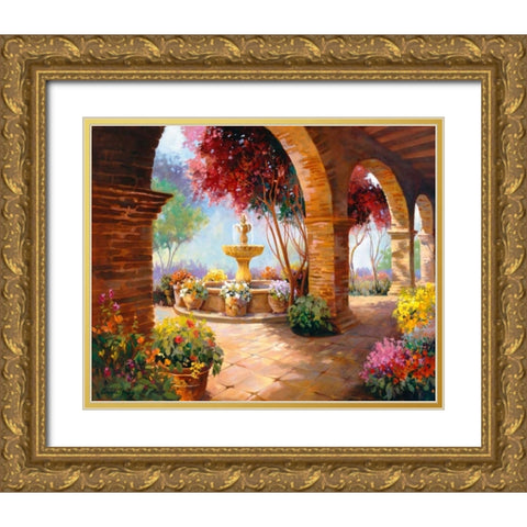 Primavera Gold Ornate Wood Framed Art Print with Double Matting by Hawley, Carolyne