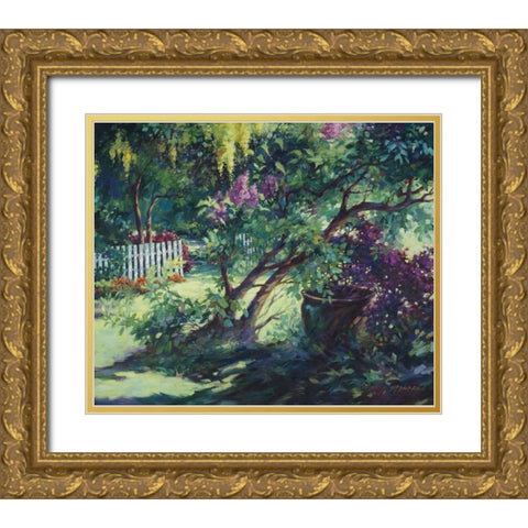 From Under the Lilac Gold Ornate Wood Framed Art Print with Double Matting by Pollard, Julie G.