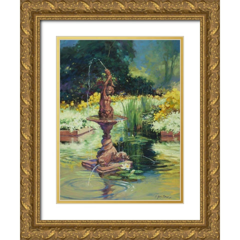 La Fontana Gold Ornate Wood Framed Art Print with Double Matting by Pollard, Julie G.