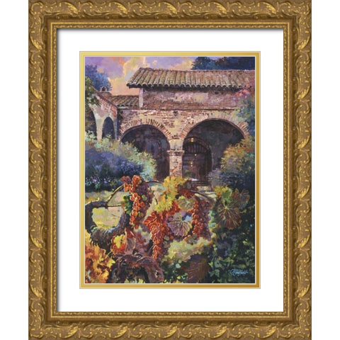 Harvest at the Mission  Gold Ornate Wood Framed Art Print with Double Matting by Hadfield, Clif