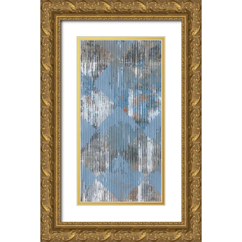 Harlequin Blue I Gold Ornate Wood Framed Art Print with Double Matting by Roll, Dlynn