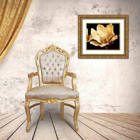 Buttercream Magnolia I Gold Ornate Wood Framed Art Print with Double Matting by Perry, Rachel
