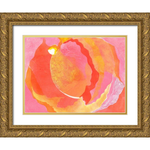 Cabbage Rose I Gold Ornate Wood Framed Art Print with Double Matting by Roth, Carolyn