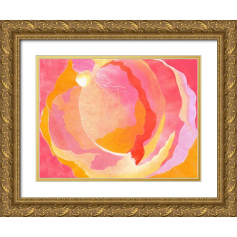 Cabbage Rose III Gold Ornate Wood Framed Art Print with Double Matting by Roth, Carolyn