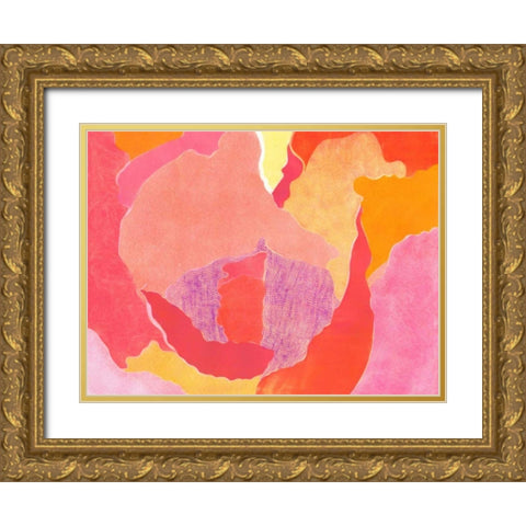 Cabbage Rose IV Gold Ornate Wood Framed Art Print with Double Matting by Roth, Carolyn