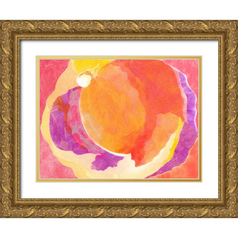 Cabbage Rose V Gold Ornate Wood Framed Art Print with Double Matting by Roth, Carolyn