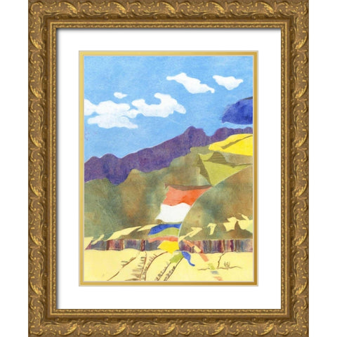 Prayer Flags IV Gold Ornate Wood Framed Art Print with Double Matting by Roth, Carolyn