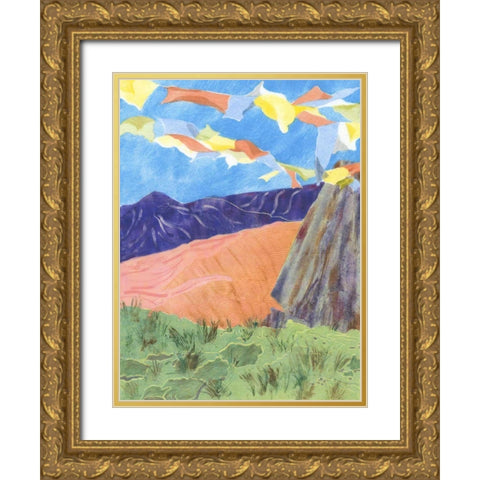 Prayer Flags V Gold Ornate Wood Framed Art Print with Double Matting by Roth, Carolyn