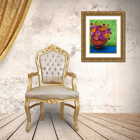 Bursting Blooms Gold Ornate Wood Framed Art Print with Double Matting by Quin, Marabeth