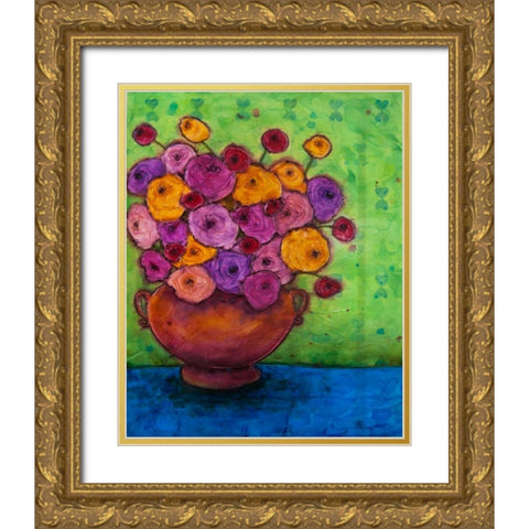 Bursting Blooms Gold Ornate Wood Framed Art Print with Double Matting by Quin, Marabeth