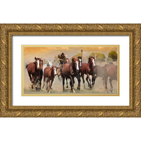 The Chase V Gold Ornate Wood Framed Art Print with Double Matting by Drost, David