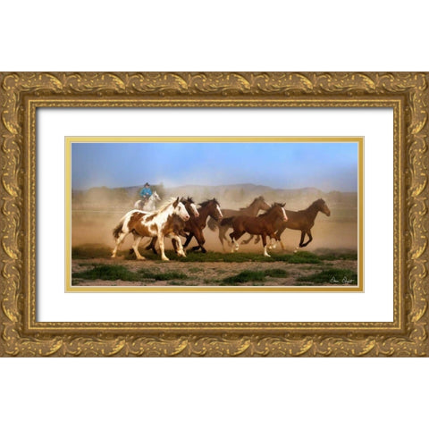 The Chase VI Gold Ornate Wood Framed Art Print with Double Matting by Drost, David