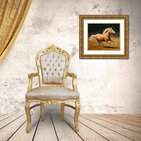 Blazing Horse I Gold Ornate Wood Framed Art Print with Double Matting by Drost, David