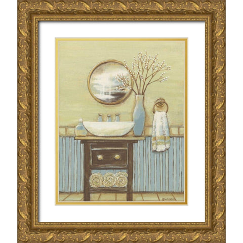 Seabreeze Bath I Gold Ornate Wood Framed Art Print with Double Matting by Russell, Wendy