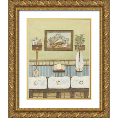 Seabreeze Bath IV Gold Ornate Wood Framed Art Print with Double Matting by Russell, Wendy