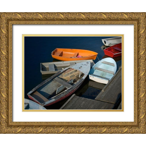 Row Boats II Gold Ornate Wood Framed Art Print with Double Matting by Perry, Rachel