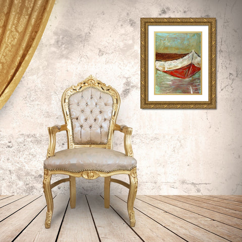Canoe I Gold Ornate Wood Framed Art Print with Double Matting by Hebert, Deann