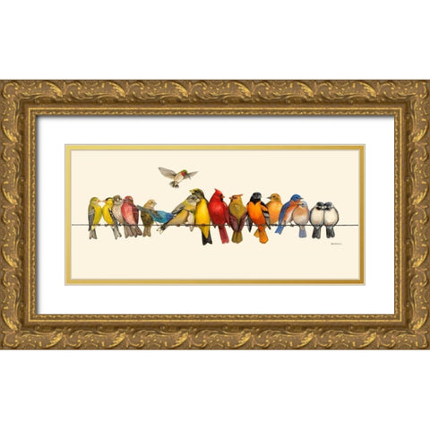 Bird Menagerie I Gold Ornate Wood Framed Art Print with Double Matting by Russell, Wendy
