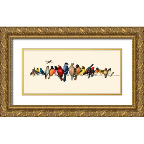 Bird Menagerie III Gold Ornate Wood Framed Art Print with Double Matting by Russell, Wendy