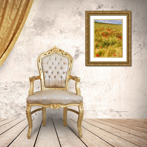 Poppies in Field I Gold Ornate Wood Framed Art Print with Double Matting by Chester, Colby