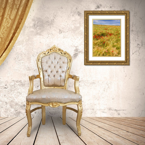 Poppies in Field II Gold Ornate Wood Framed Art Print with Double Matting by Chester, Colby