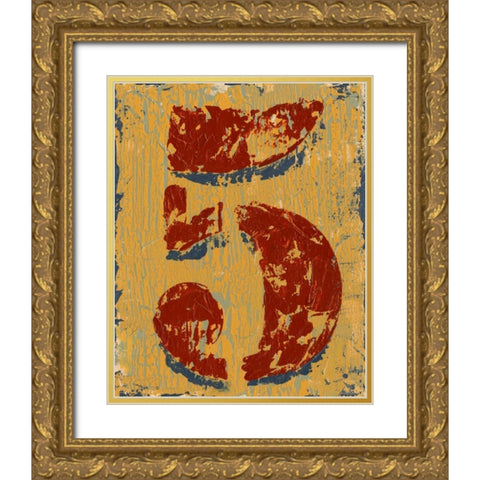 Vintage Numbers V Gold Ornate Wood Framed Art Print with Double Matting by Harper, Ethan