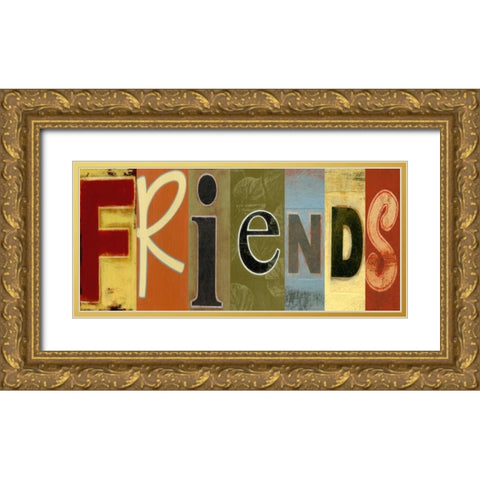 Friends Panel Gold Ornate Wood Framed Art Print with Double Matting by Vision Studio